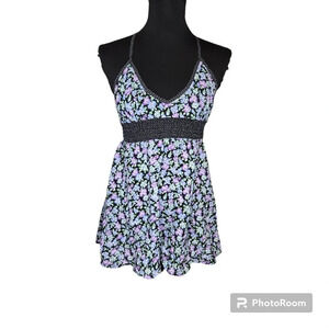 Free People Purple Floral Y2K Top